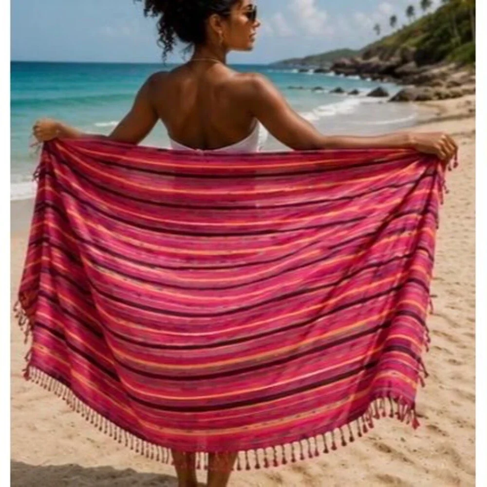 African Kikoy Beach Wrap | Multicolor Cotton Sarong, Boho Cover-Up, Travel Shawl